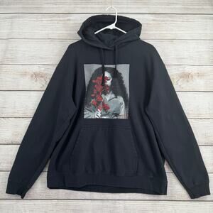 H.E.R. Red Flower Graphic Print Hoodie Sweatshirt Adult XL Black R&B Concert‎